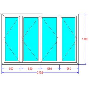 Cửa sổ 4 cánh mở quay - MKS2-03