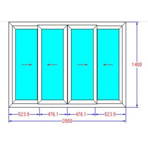 Cửa sổ 4 cánh mở trượt - MKS3-03